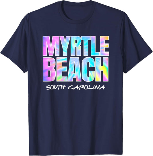 Vintage Tie Dye Myrtle Beach South Carolina Souvenir T-Shirt - T-Shirt | Navy