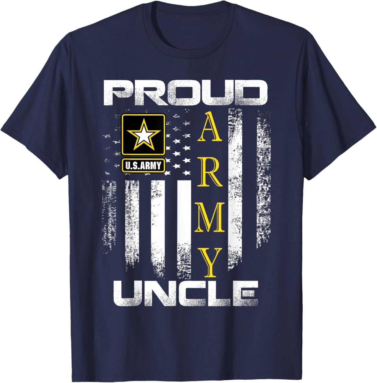 Vintage Proud Army Uncle with American Flag Gift T-Shirt - T-Shirt | Navy