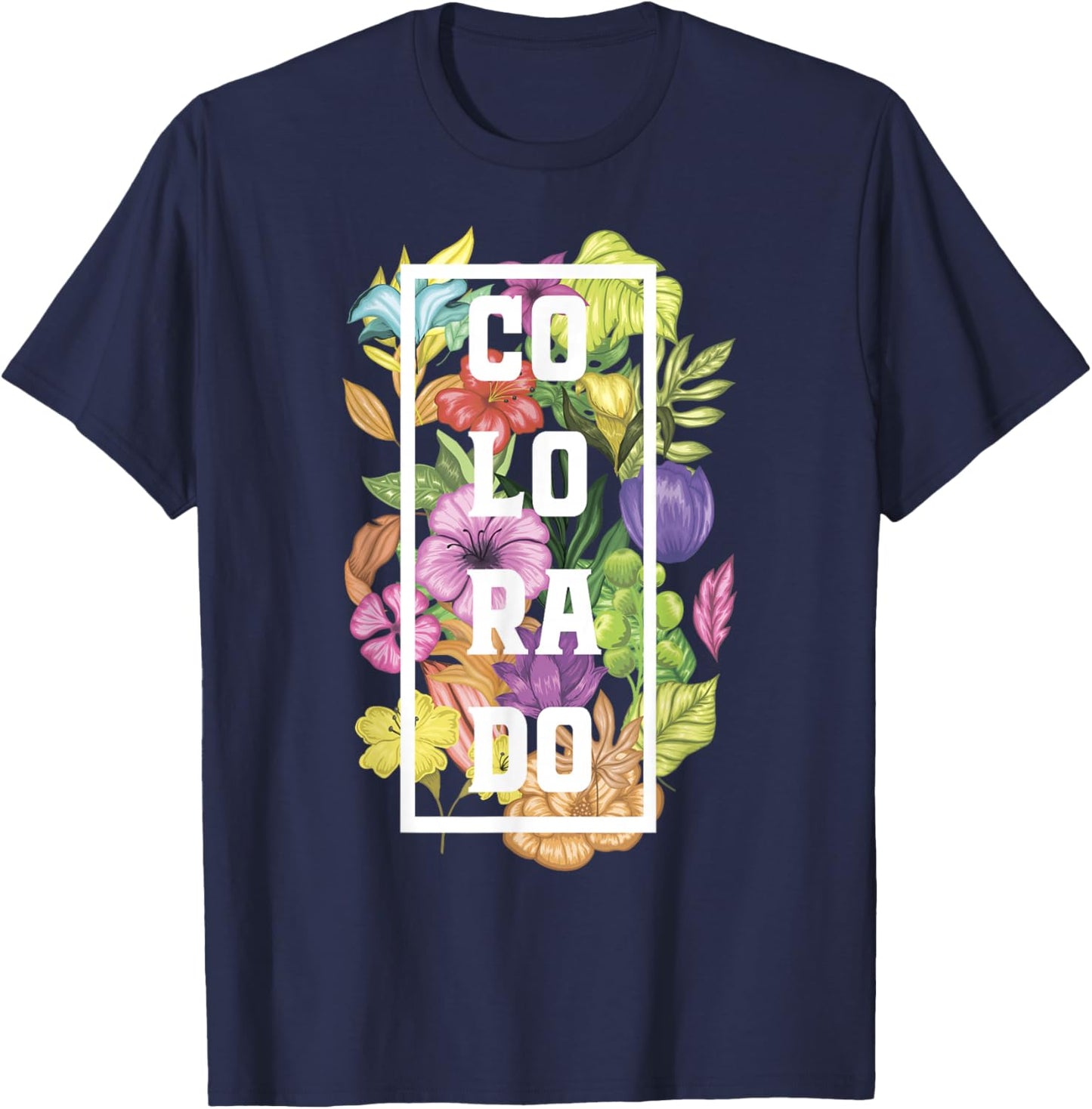 Colorado Flowers Rocky Mountains Skiing Camping Climbing T-Shirt - T-Shirt | Navy