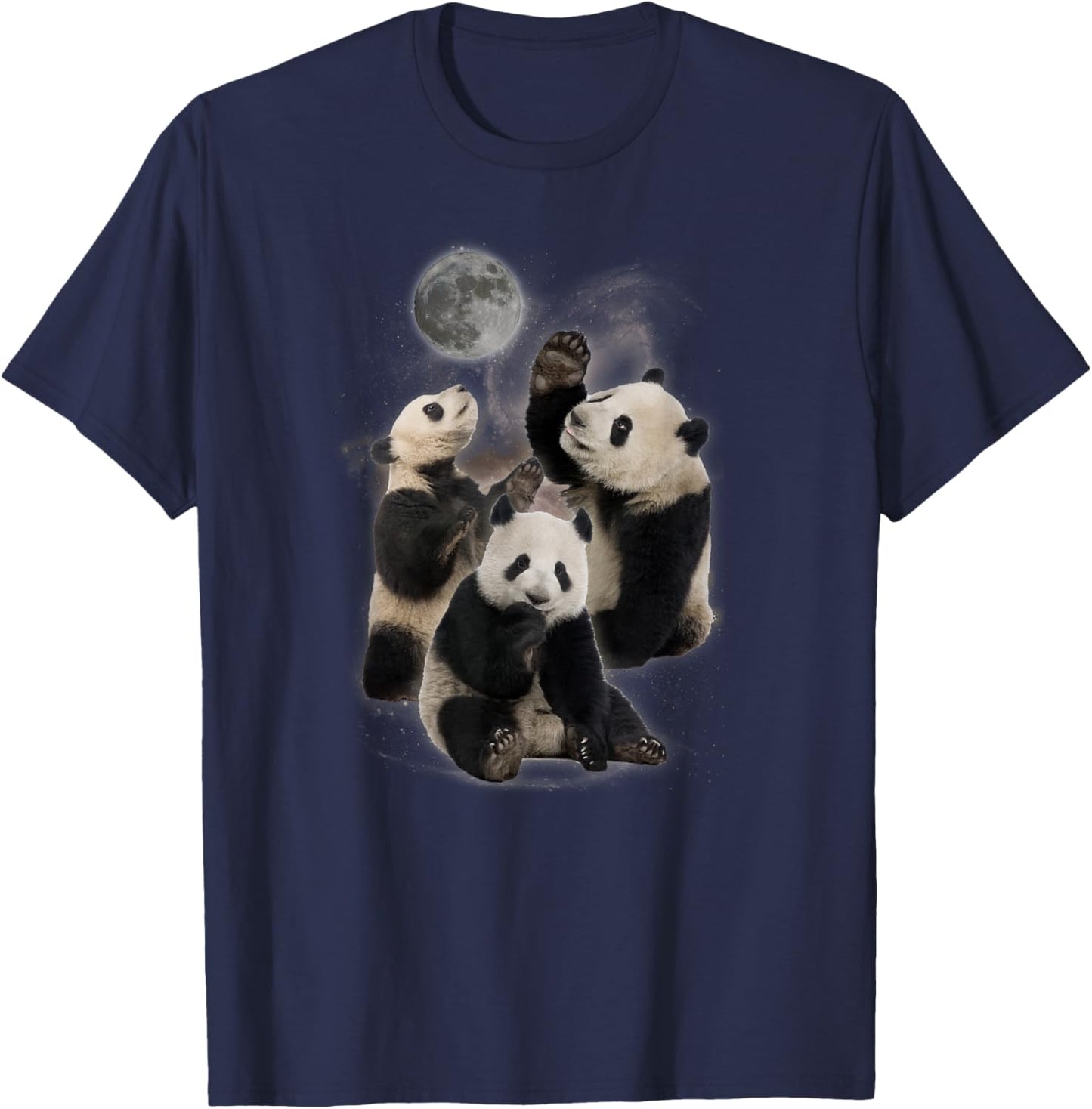 Howling at the Moon Shirt - Funny Panda Shirt - Panda Black T-Shirt - T-Shirt | Navy
