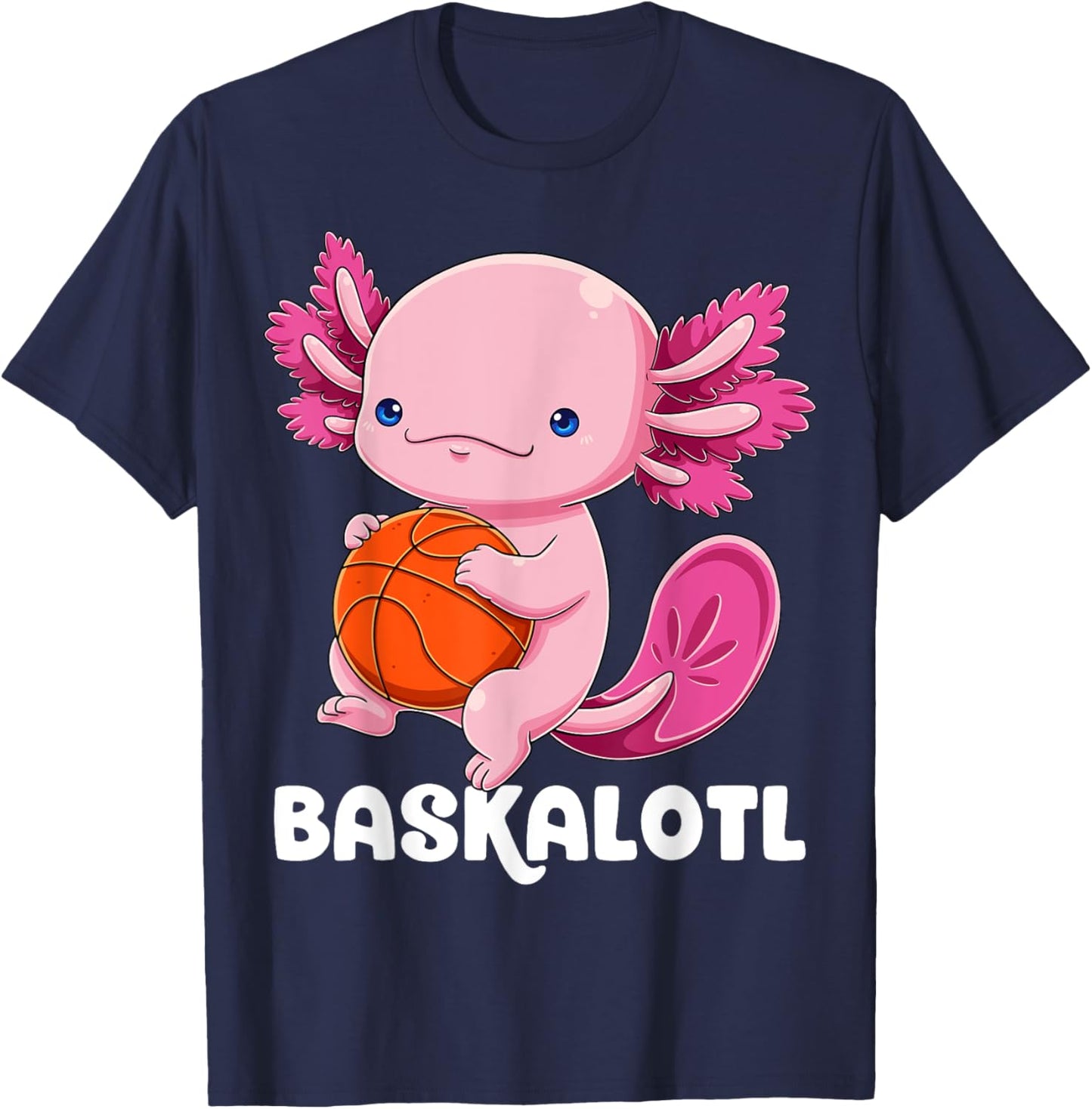 Axolotl Basketball Player Baskalotl Mexican Salamander Fish T-Shirt - T-Shirt | Navy