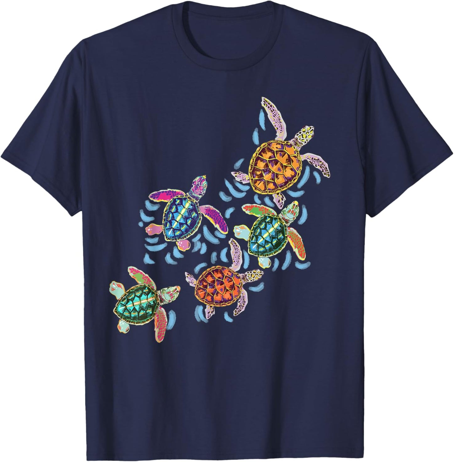 Hawaiian Colors Sea Turtle Gifts For Kids, Girls, Men, Women T-Shirt - T-Shirt | Navy