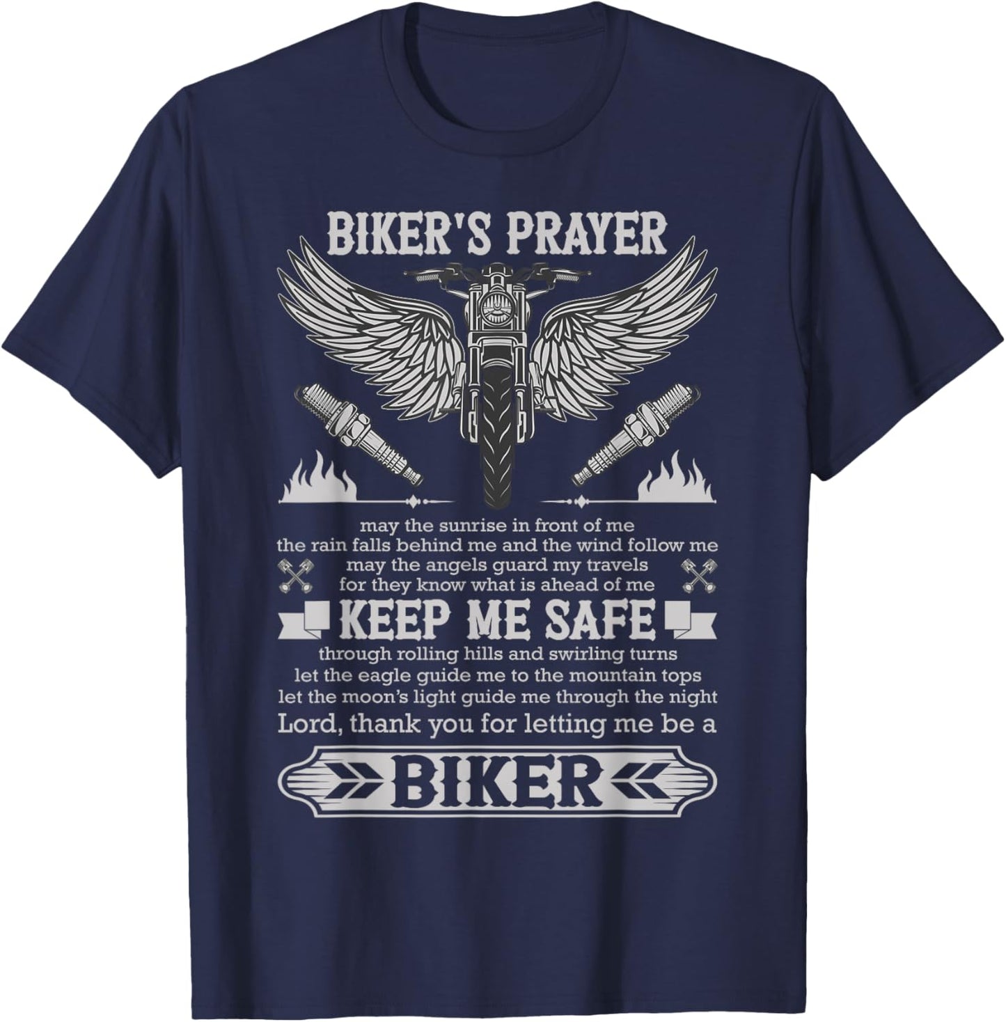 Bikers Prayer Shirt Biker Stuff Motorcycle Rider Vintage T-Shirt - T-Shirt | Navy