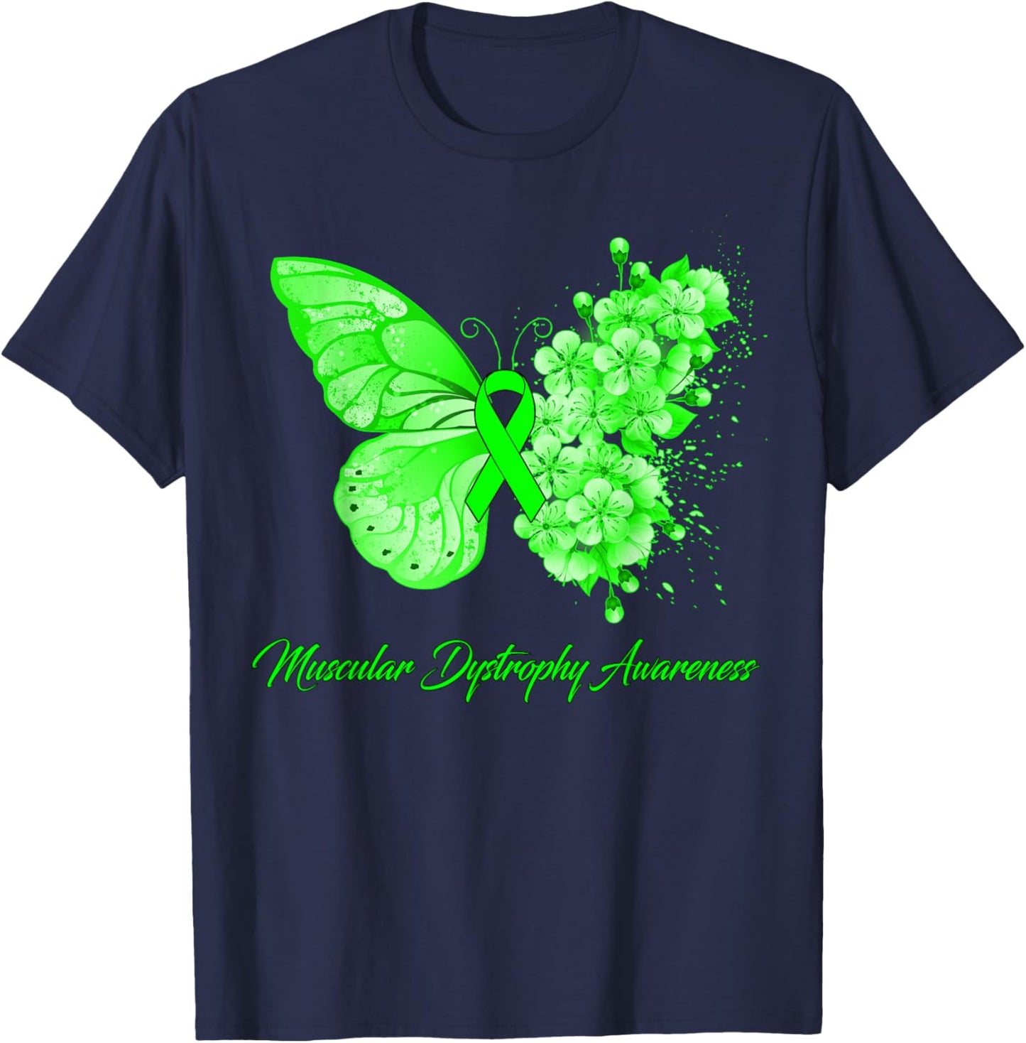 Butterfly Muscular Dystrophy Awareness T-Shirt - T-Shirt | Navy