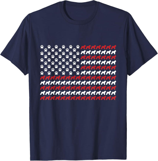 Bouvier des Flandres 4th of July Dog Paw Print T-Shirt - T-Shirt | Navy