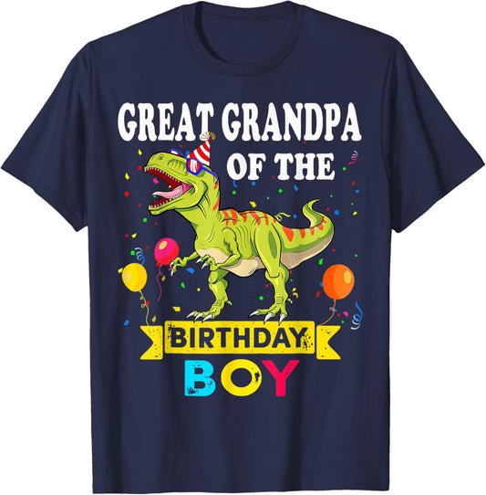 Great grandpa Of The Birthday Boy Dinosaur T-Rex Family T-Shirt - T-Shirt | Navy