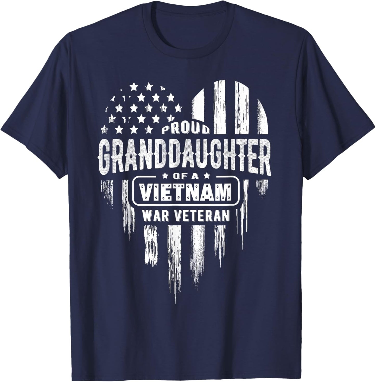 Proud Granddaughter Vietnam War Veteran Grandpa Grandma T-Shirt - T-Shirt | Navy