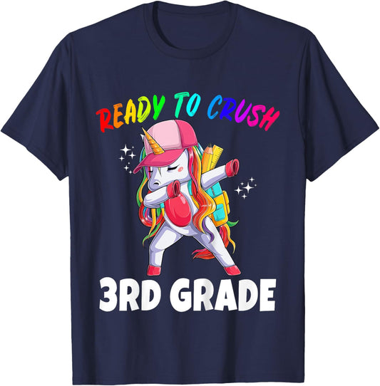 3rd Grade Unicorn First Day of School Gift Girls Rainbow T-Shirt - T-Shirt | Navy