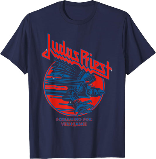 Judas Priest - Screaming for Vengeance Blue Eagle Small T-Shirt - T-Shirt | Navy