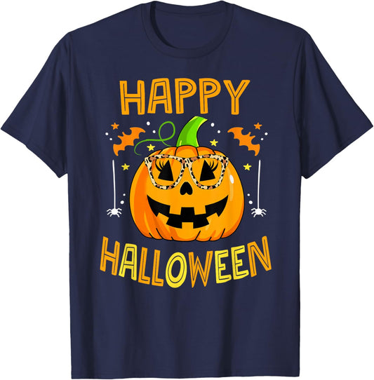 Trick Or Treat Halloween Funny Pumpkin Happy Halloween 2025 T-Shirt - T-Shirt | Navy
