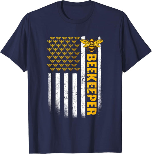 Beekeeper US Flag Beekeeping T-Shirt - T-Shirt | Navy