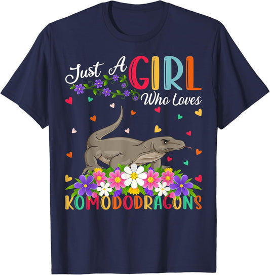 Komodo Dragon Lover Just A Girl Who Loves Komodo Dragons T-Shirt - T-Shirt | Navy