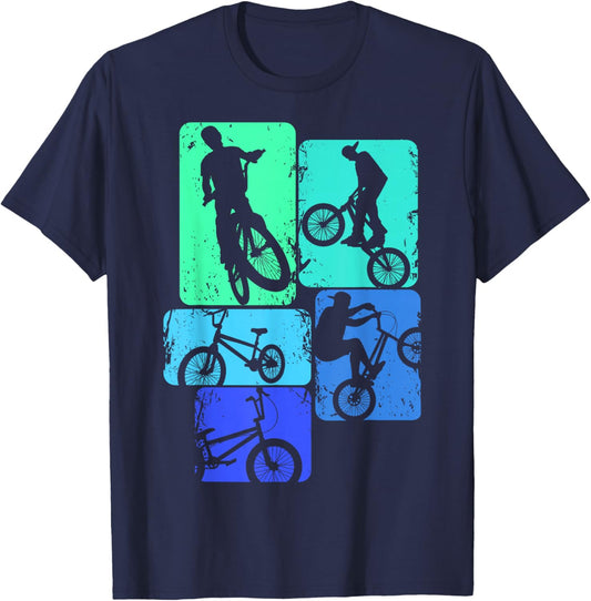 BMX Bike Bicycle Stunt Racing Kids Boys T-Shirt - T-Shirt | Navy