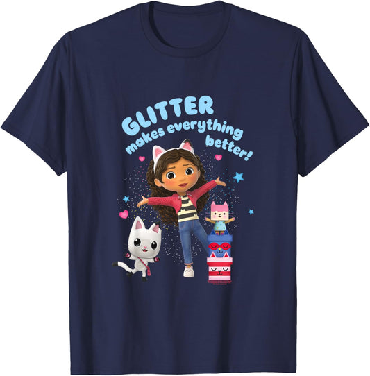 Gabby's Dollhouse Glitter Makes Everything Better Youth T-Shirt - T-Shirt | Navy