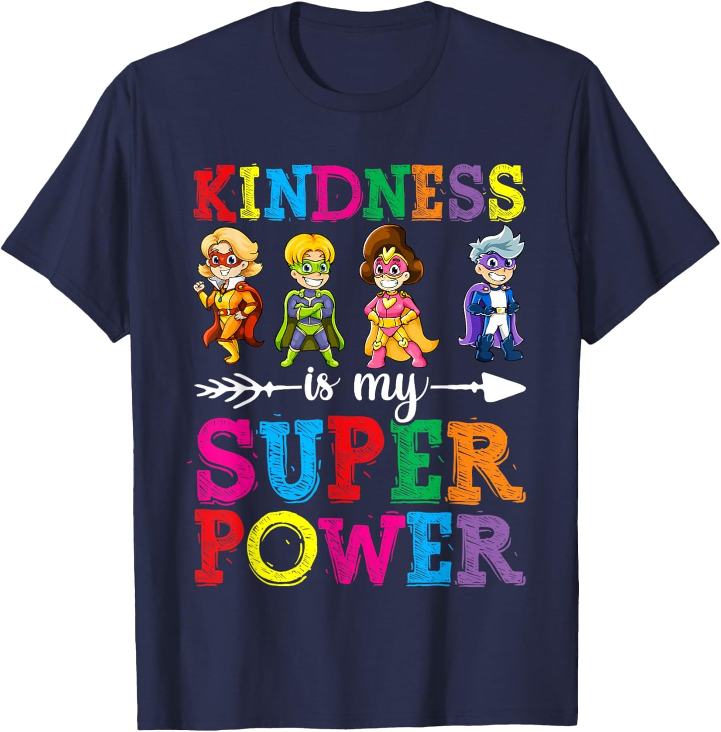Kids Kindness Shirt, Kindness is My Superpower Unity Day Boy T-Shirt - T-Shirt | Navy