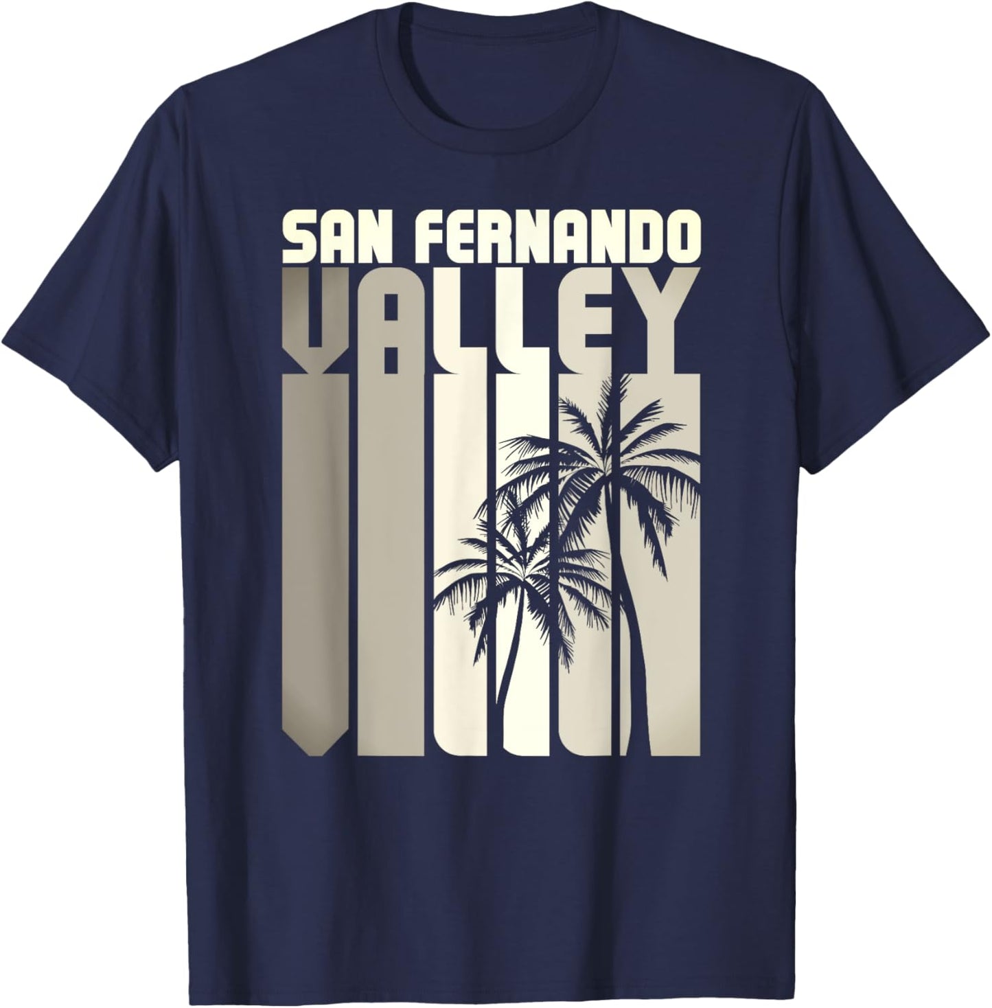 San Fernando Valley SFV California Van Nuys 818 Retro Palm T-Shirt - T-Shirt | Navy