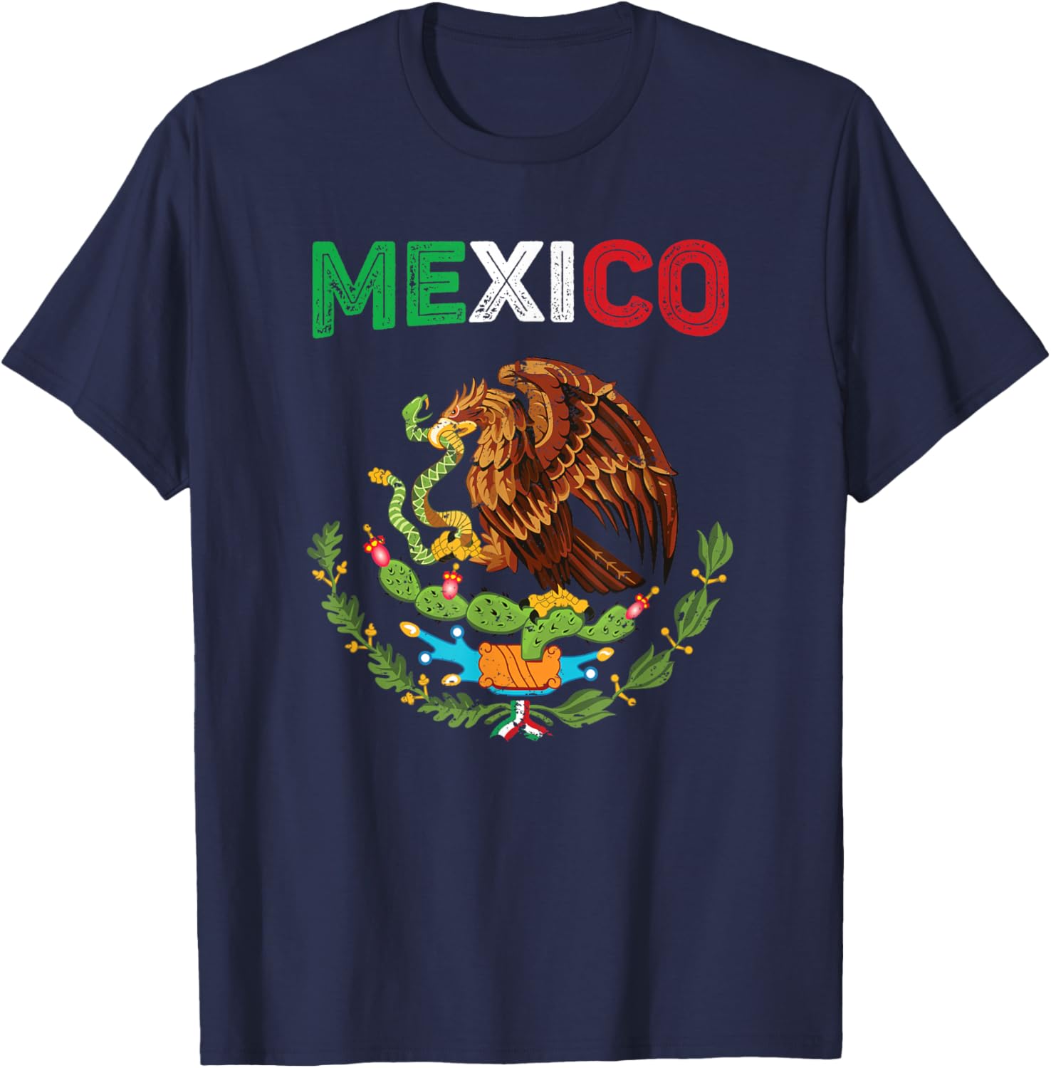 Mexico Flag Vintage Mexican Flag T-Shirt - T-Shirt | Navy