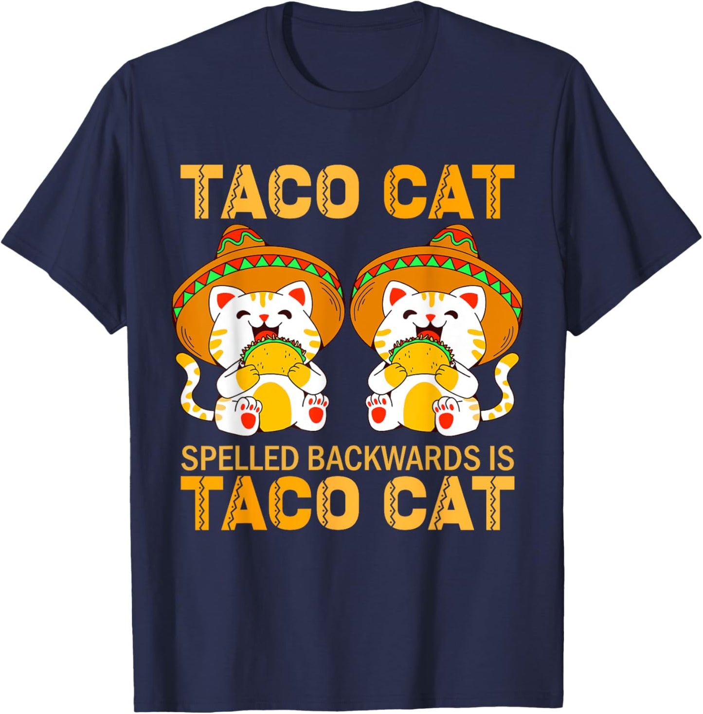TacoCat for Kids Taco Cat Cinco de Mayo TacoCat Cat T-Shirt - T-Shirt | Navy