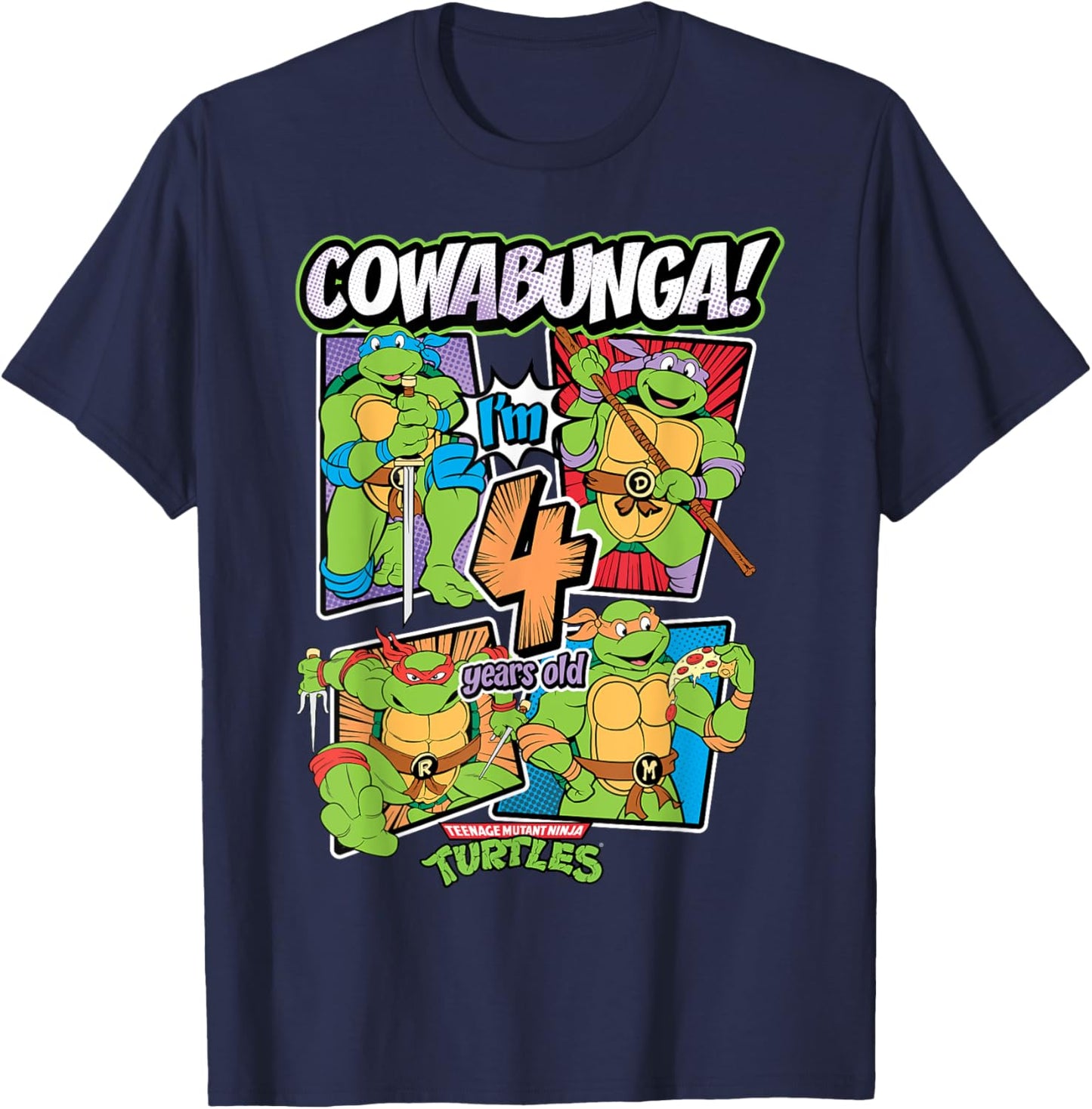 Mademark x Teenage Mutant Ninja Turtles - Cowabunga I'm 4 Years Old Teenage Mutant Ninja Turtles T-Shirt - T-Shirt | Navy