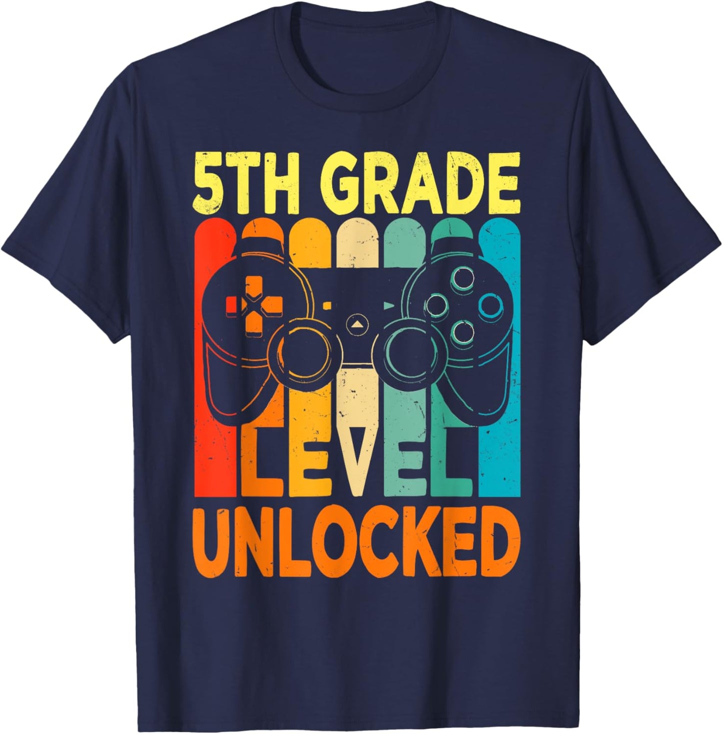 Hello 5th Grade Level Unlocked Video Game Back to School Boy T-Shirt - T-Shirt | Navy