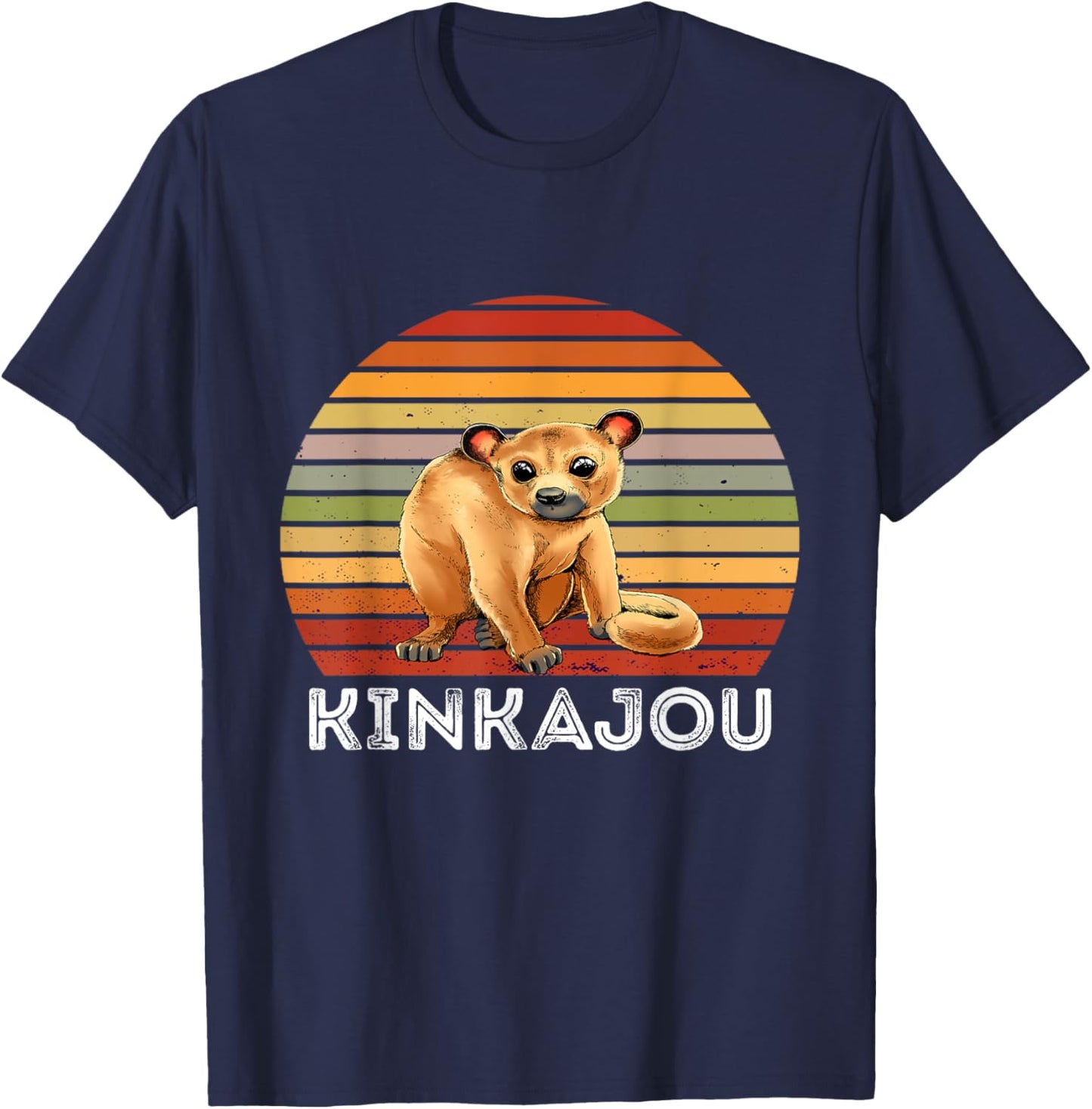 Kinkajou Retro Vintage Prehensile Animal Night Walker T-Shirt - T-Shirt | Navy