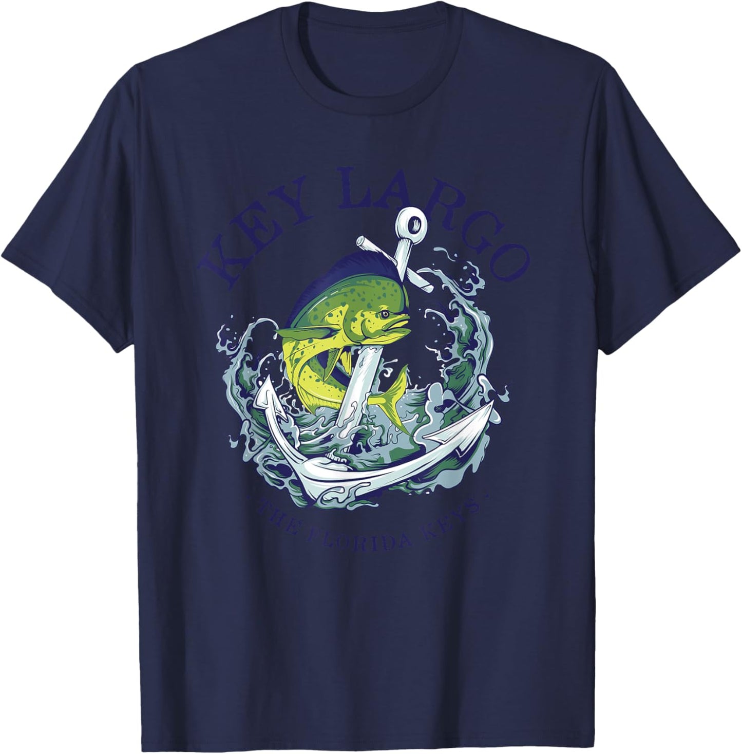 Vintage Mahi Mahi Key Largo Florida T-Shirt - T-Shirt | Navy