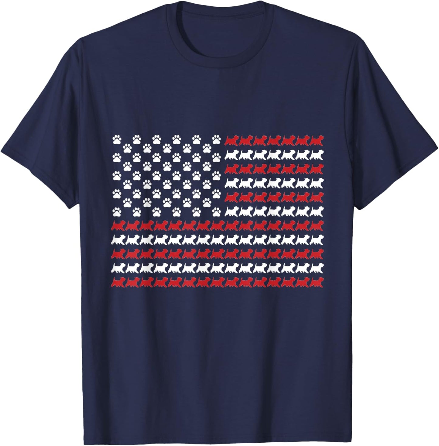 Westie 4th of July Dog Paw Print American Flag T-Shirt - T-Shirt | Navy