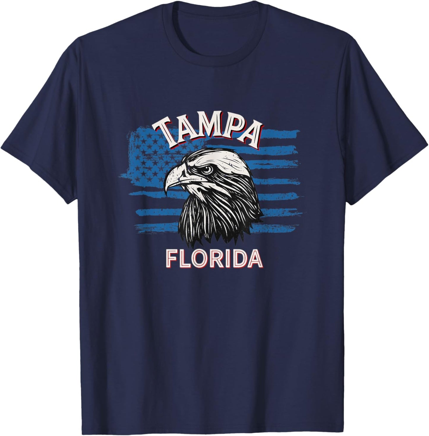 Retro Eagle USA Flag Florida - Vintage Tampa Men T-Shirt - T-Shirt | Navy