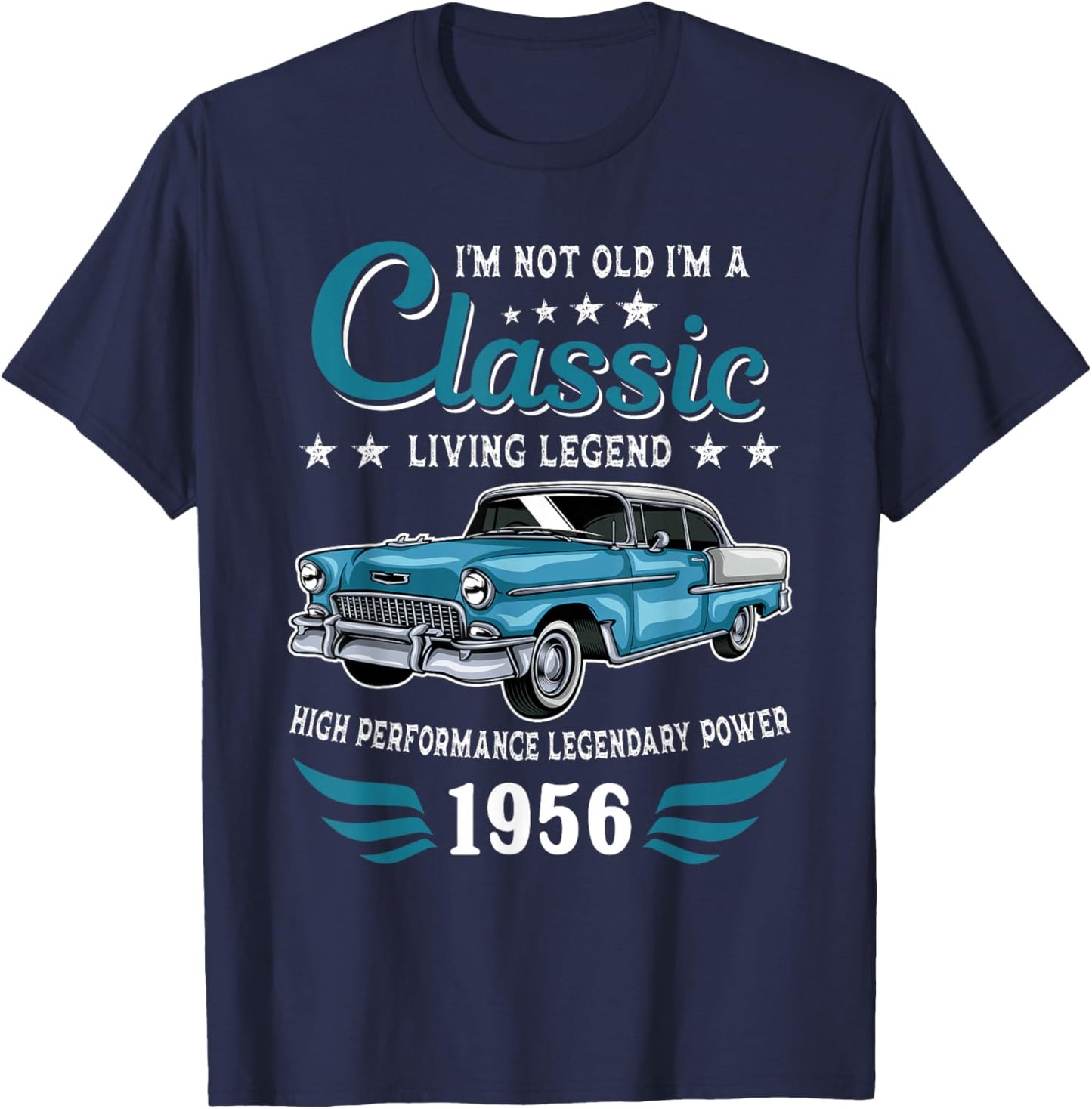 Vintage 1956 Birthday Classic Car for Legends Born in 1956 T-Shirt - T-Shirt | Navy