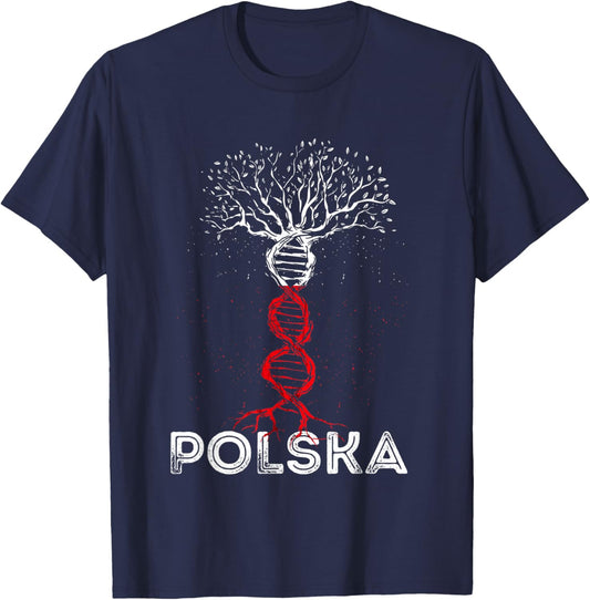Polska DNA Tree Polish Roots Poland Flag Polish Pride Poland T-Shirt - T-Shirt | Navy