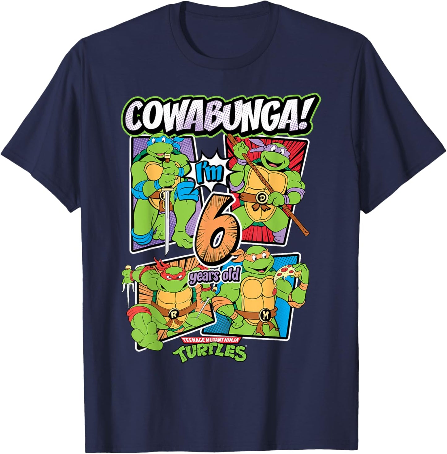 Mademark x Teenage Mutant Ninja Turtles - Cowabunga I'm 6 Years Old Teenage Mutant Ninja Turtles T-Shirt - T-Shirt | Navy