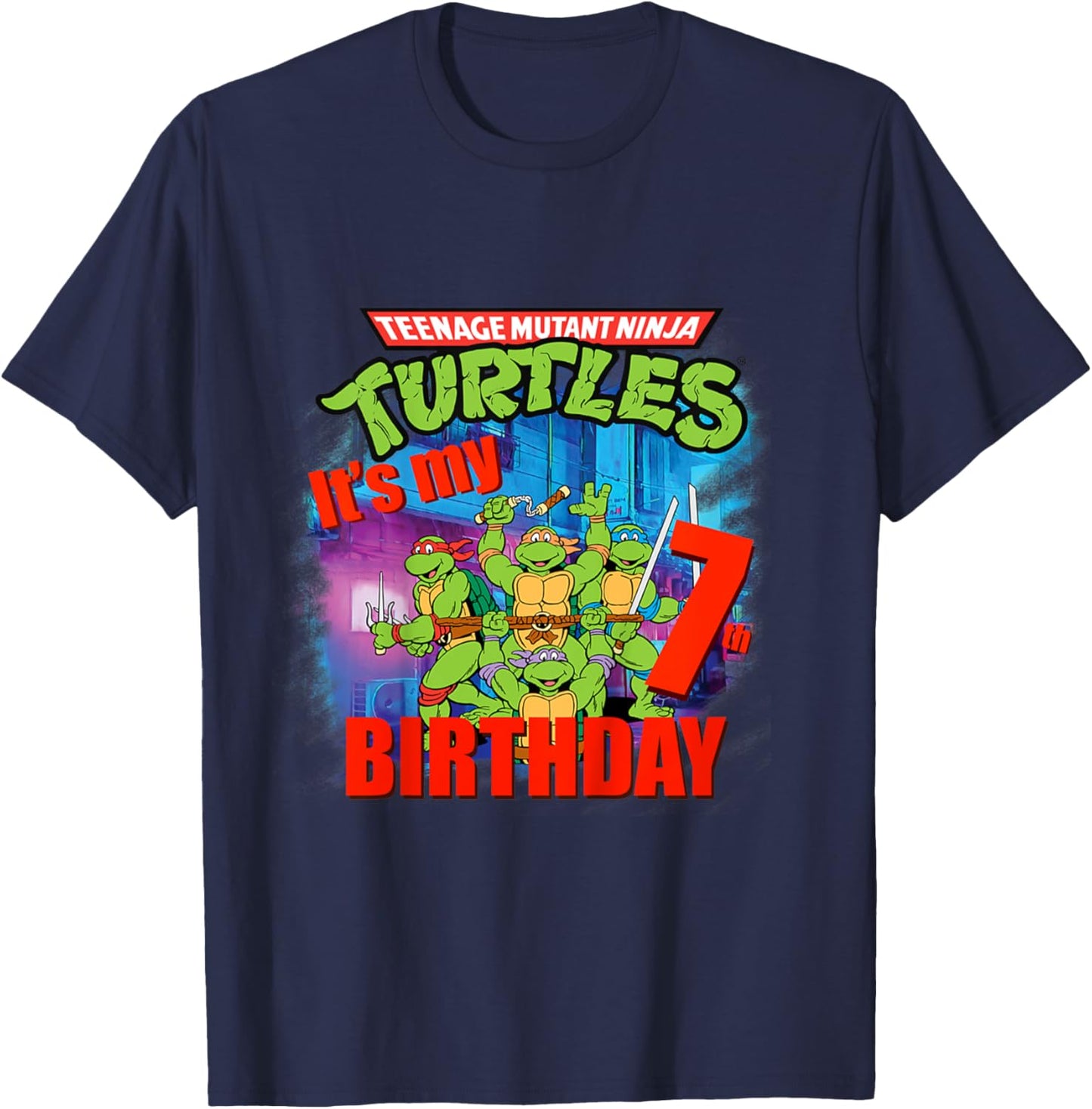 Mademark x Teenage Mutant Ninja Turtles - Original Teenage Mutant Ninja Turtles 7th Birthday T-Shirt - T-Shirt | Navy
