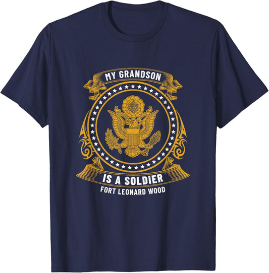 My Grandson Is A Soldier At Fort Leonard Wood Basic Training T-Shirt - T-Shirt | Navy