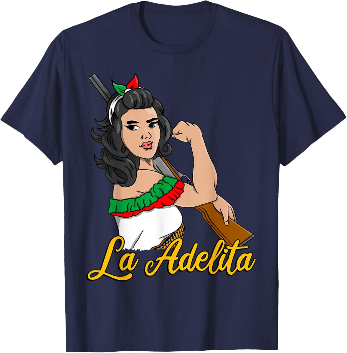 La Adelita Mexican Revolution Soldier La Adelita T-Shirt - T-Shirt | Navy