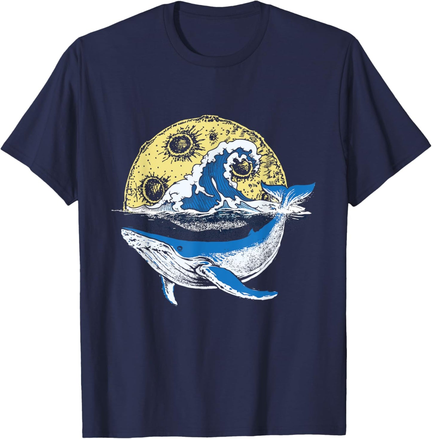 Artistic Whale Scenery - Whale Lover Whales Marine Biologist T-Shirt - T-Shirt | Navy