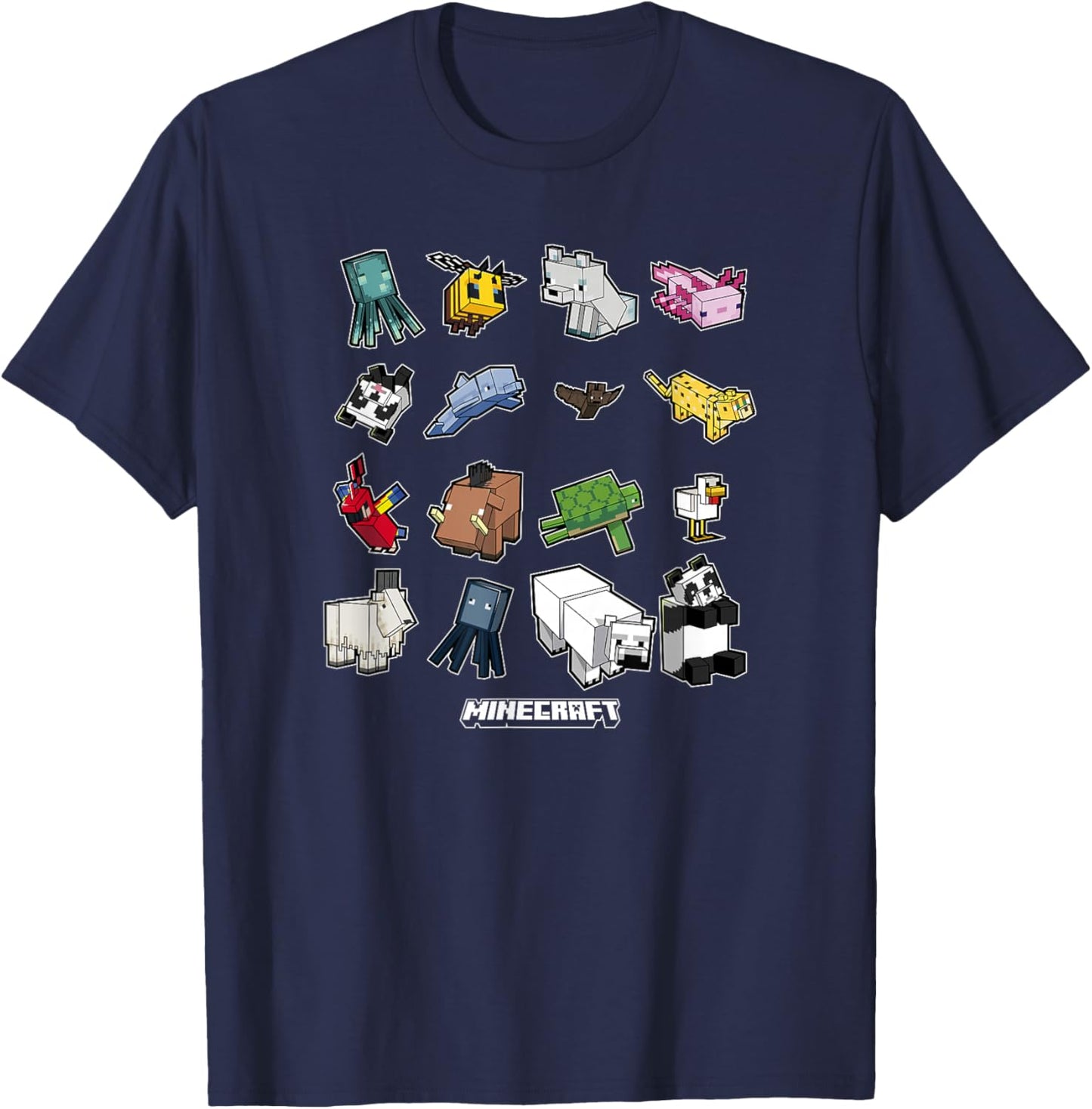 Minecraft Animal Mobs Poster T-Shirt - T-Shirt | Navy