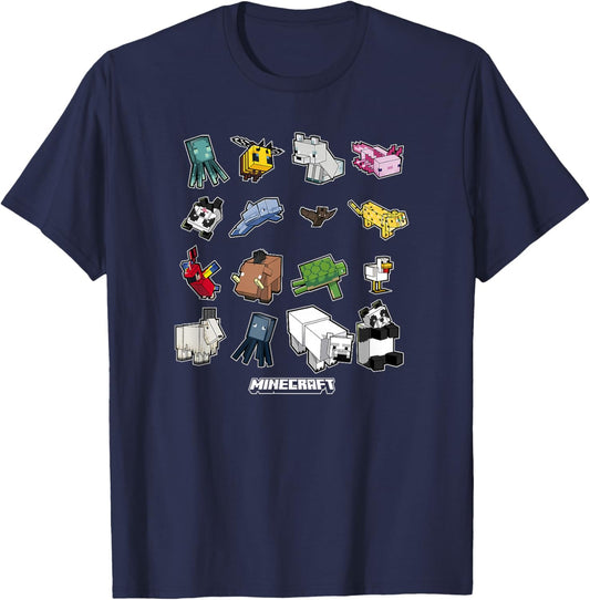 Minecraft Animal Mobs Poster T-Shirt - T-Shirt | Navy