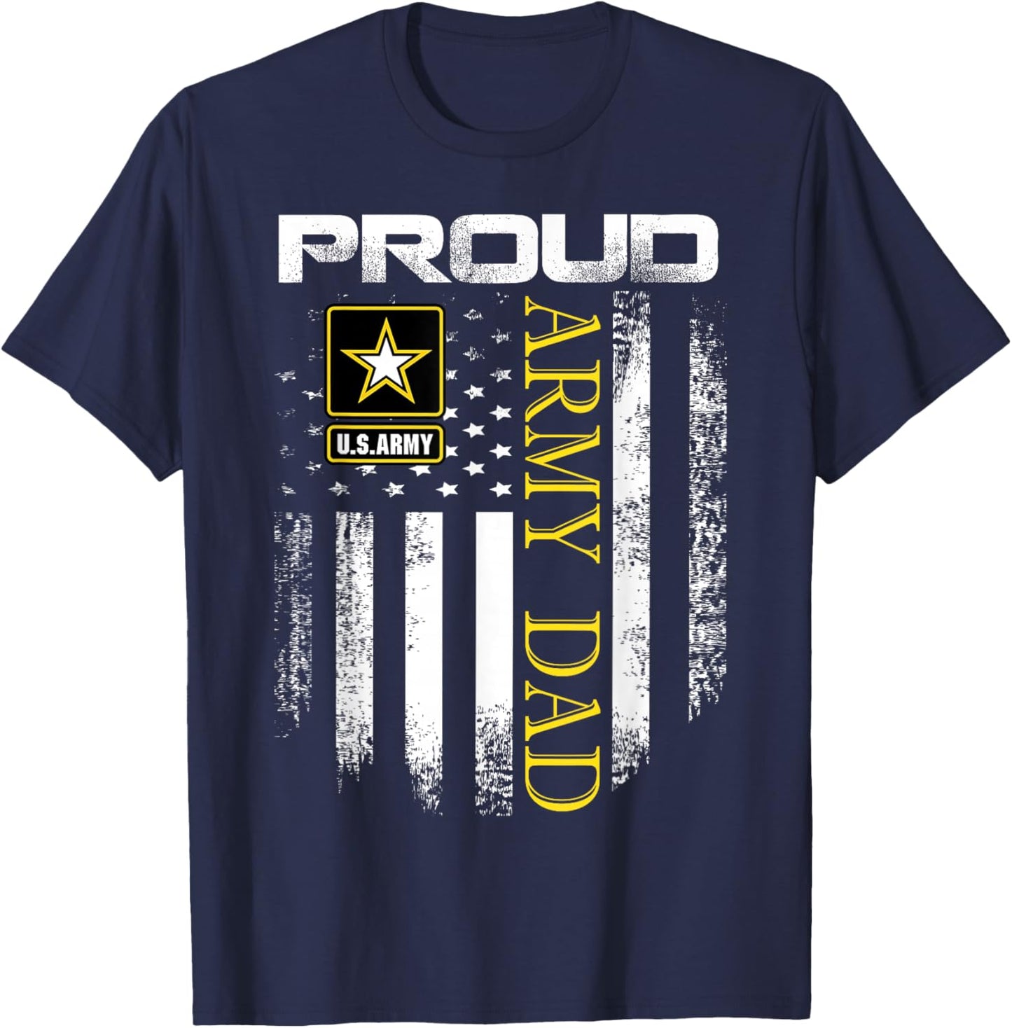 Vintage Proud Army Dad with American Flag Gift T-Shirt - T-Shirt | Navy