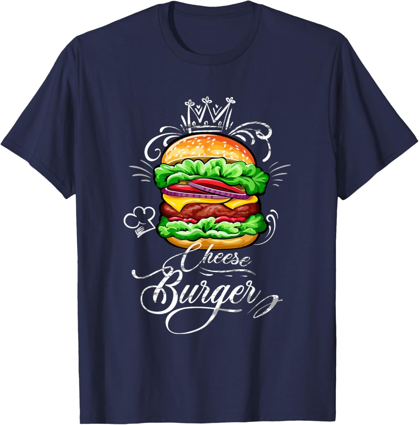 Vintage Best Delicious Cheeseburger With Crown T-Shirt - T-Shirt | Navy