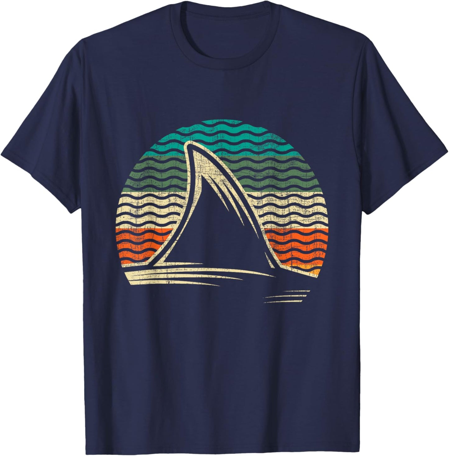 Retro Shark Tail - Marine Biologist Shark Lovers Wildlife T-Shirt - T-Shirt | Navy
