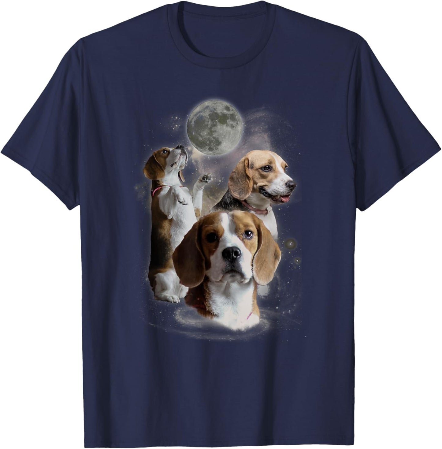 Howling at the Moon Shirt - Funny Beagle Shirt - Beagle T-Shirt - T-Shirt | Navy