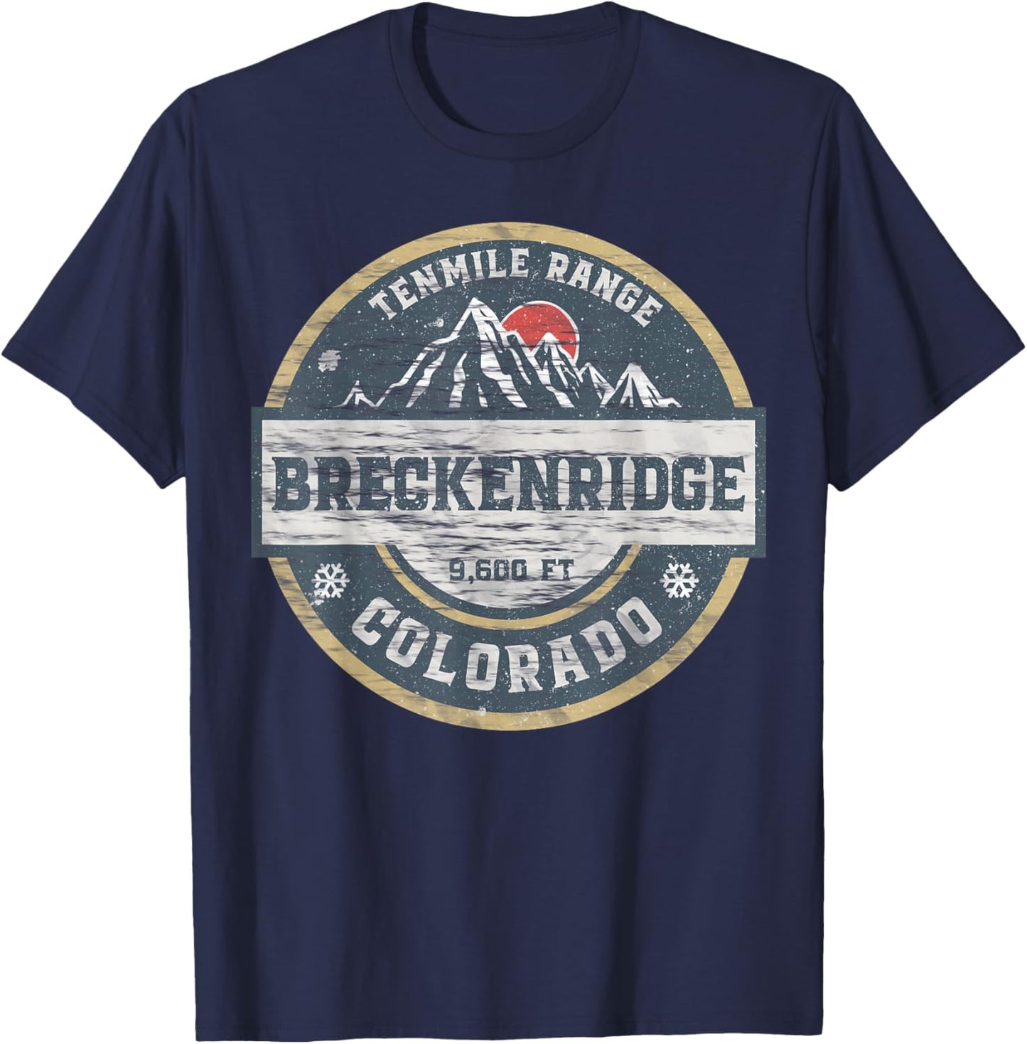 Breckenridge Colorado Tenmile Range Rocky Mountains Skiing T-Shirt - T-Shirt | Navy