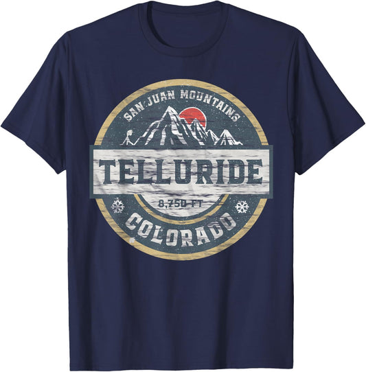 Telluride Colorado San Juan Rocky Mountains Skiing T-Shirt - T-Shirt | Navy