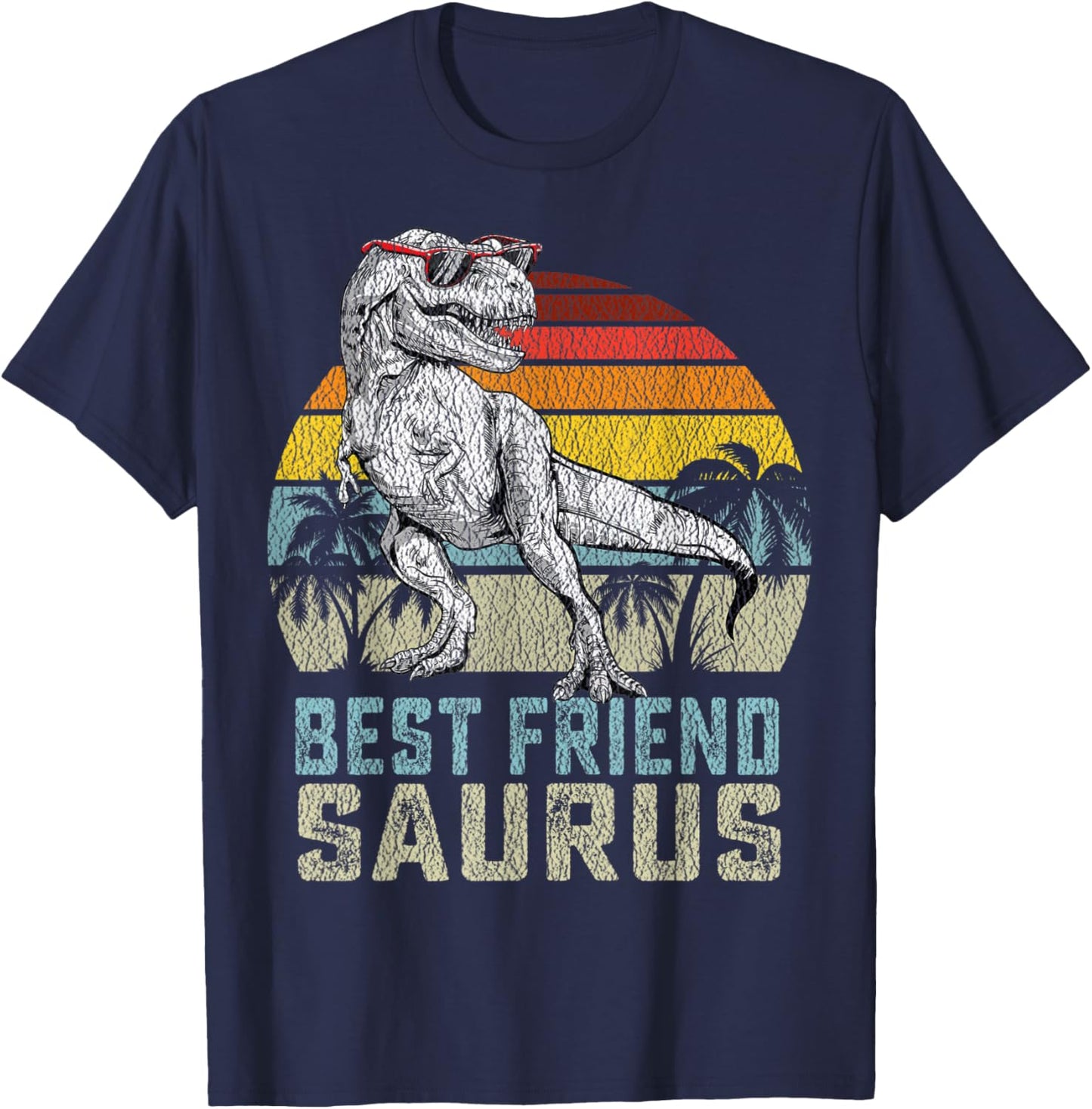 Best friendsaurus T Rex Dinosaur Best friend Saurus Family T-Shirt - T-Shirt | Navy