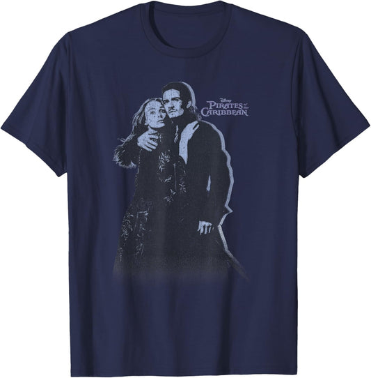 Disney Pirates of the Caribbean Will and Elizabeth Poster T-Shirt - T-Shirt | Navy