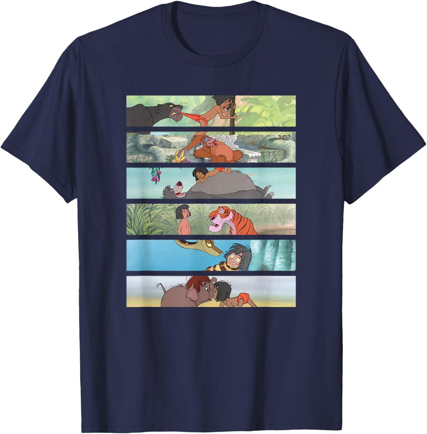Disney The Jungle Book Favorite Scenes Panel Stack T-Shirt - T-Shirt | Navy