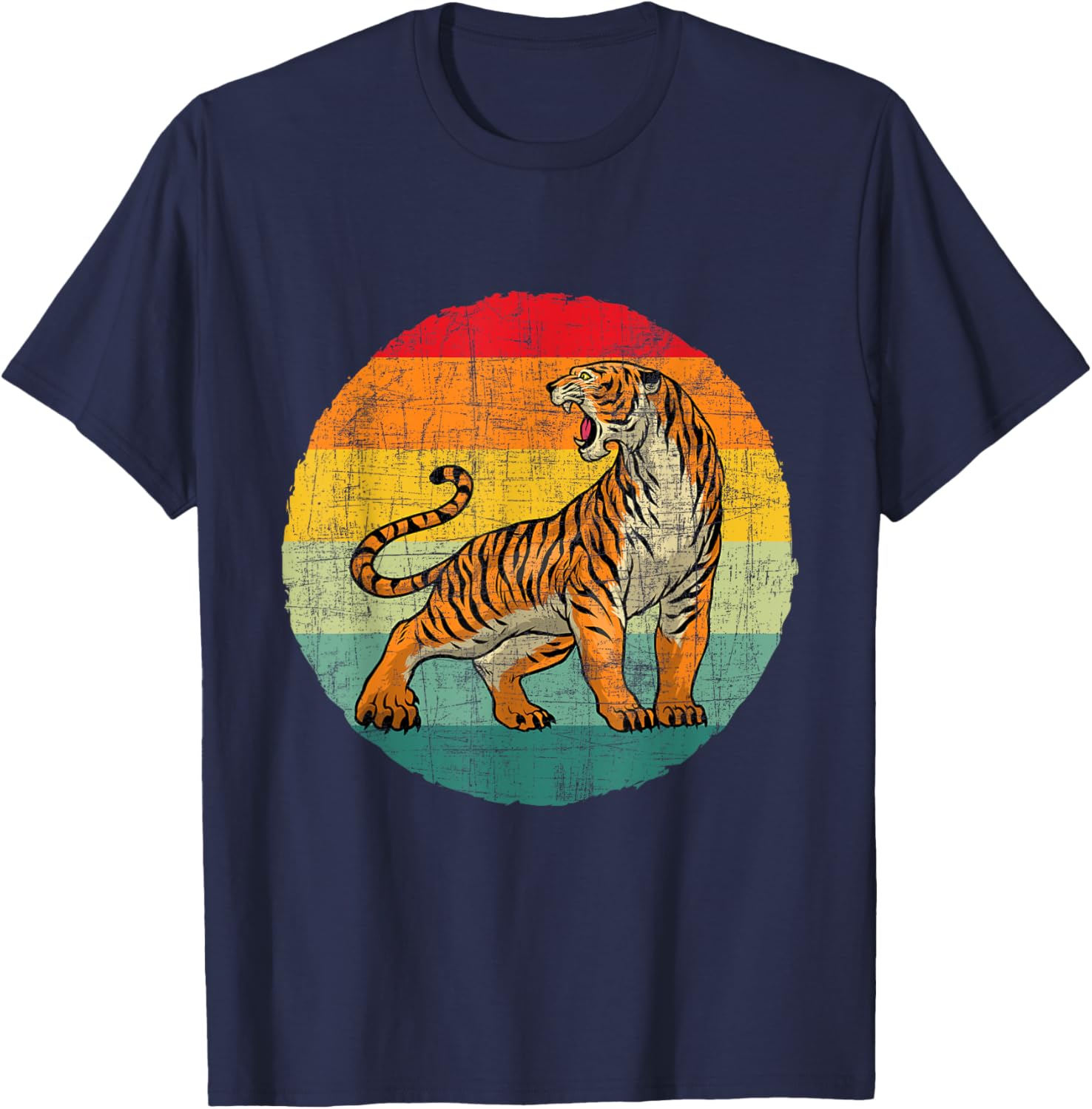 Retro Vintage Tiger - Zoologist Zookeeper Zoo Safari Lover T-Shirt - T-Shirt | Navy