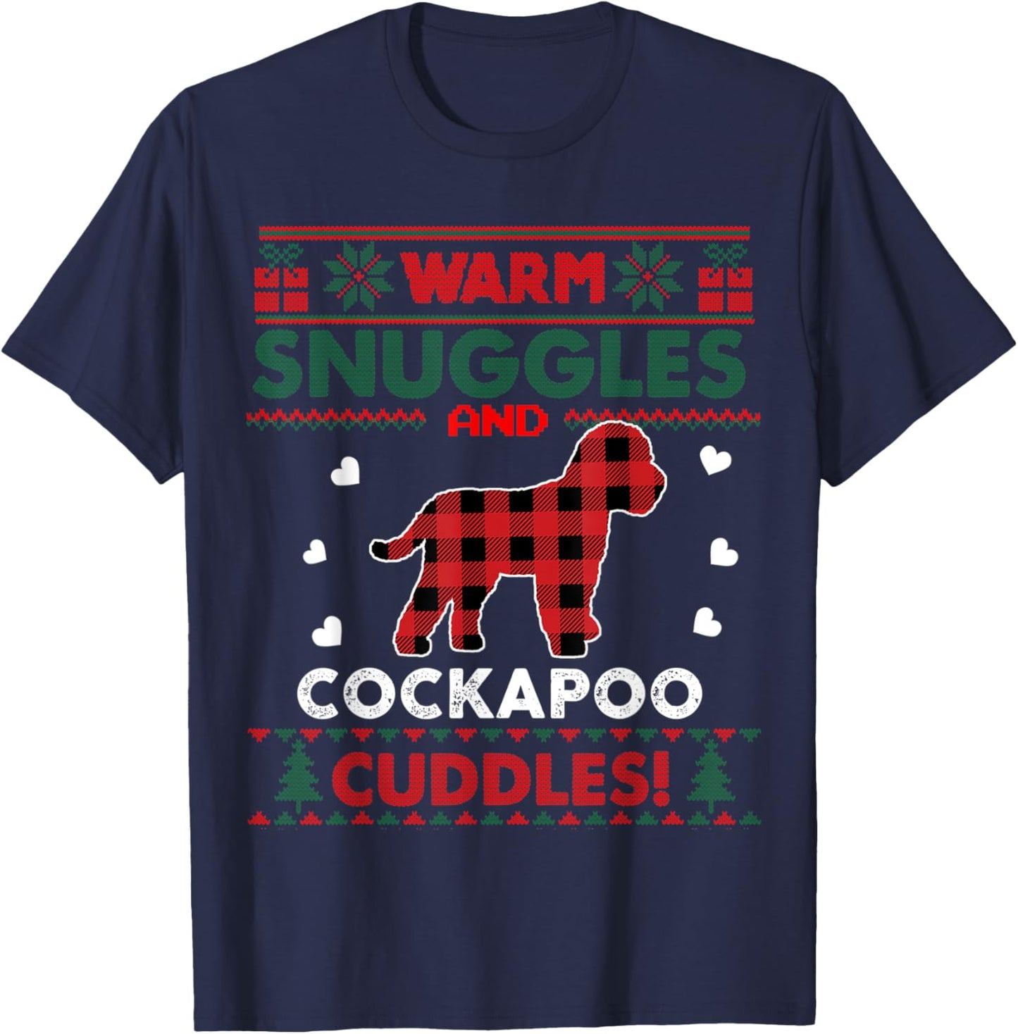 Cockapoo Dog Christmas Pajama Dog Pet Ugly Christmas Sweater Men Women Kids T-Shirt - T-Shirt | Navy