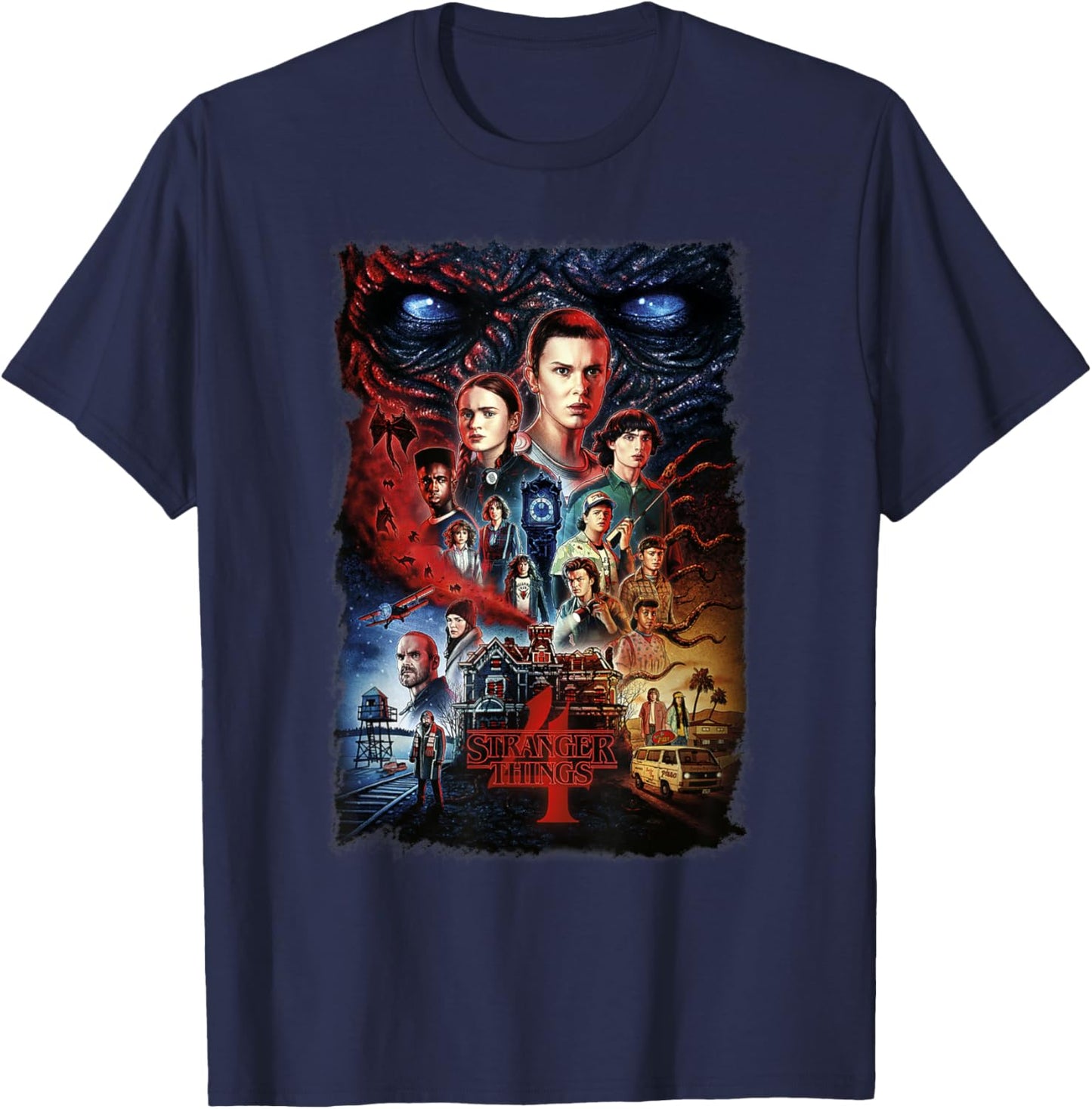 Stranger Things 4 Full Cast Poster T-Shirt - T-Shirt | Navy