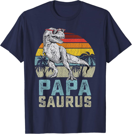 Papasaurus T Rex Dinosaur Papa Saurus Family Matching T-Shirt - T-Shirt | Navy